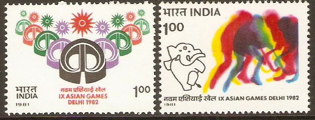 India 1981 Asian Games Stamps Set. SG1012-SG1013.
