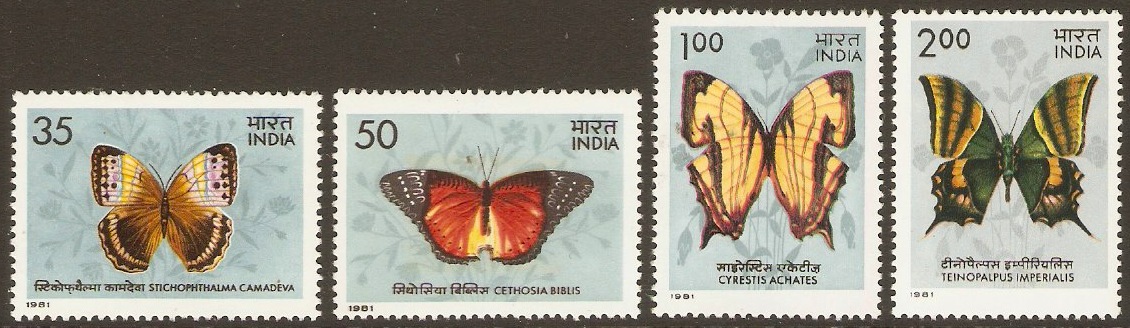 India 1981 Butterflies Set. SG1019-SG1022.