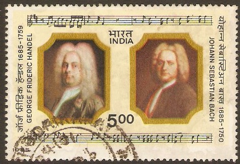 India 1985 5r Handel and Bach Commemoration. SG1176.