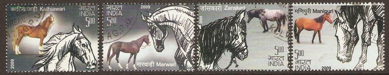 India 2009 Indigenous Horses Set. SG2647-SG2650.