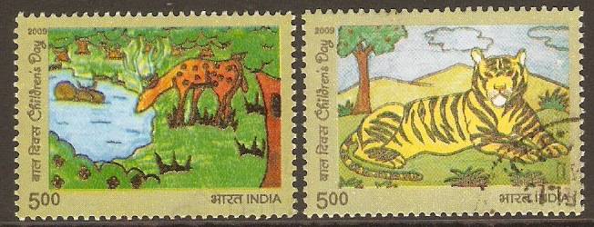 India 2009 Children's Day Stamp Set. SG2655-SG2656.