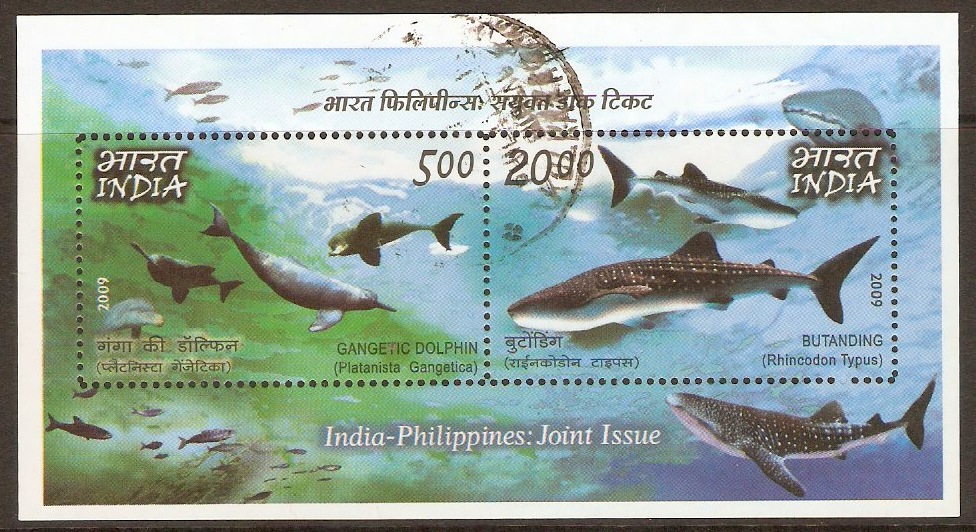 India 2009 Dolphin and Shark Sheet. SGMS2661.
