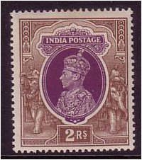 India 1937 2r Purple and brown. SG260.