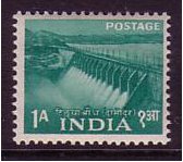 India 1955 1a. Blue-Green. SG357.