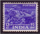 India 1955 12a. Bright Blue. SG364.
