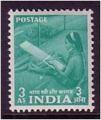 India 1955 3a. Pale Blue-Green. SG359.