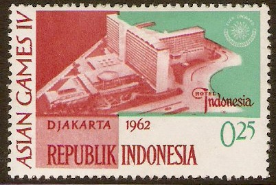 Indonesia 1962 25s Red and green Asian Games Series. SG906.