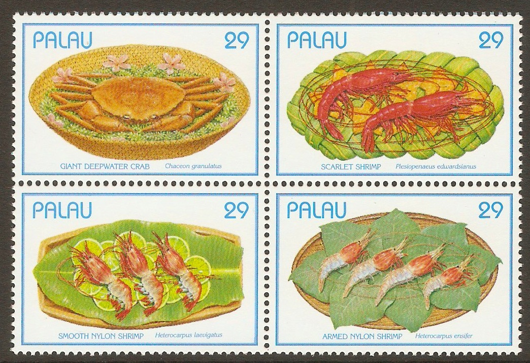 Palau 1993 Seafood set. SG593-SG596.