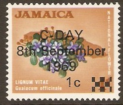 Jamaica 1969 1c on 1d New Decimal Currency Series. SG280.