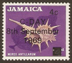 Jamaica 1969 4c on 4d New Decimal Currency Series. SG283.