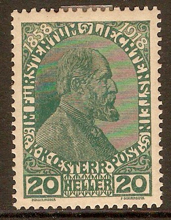 Liechtenstein 1917 20h Deep green. SG11.