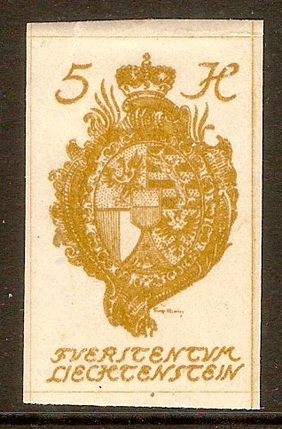 Liechtenstein 1920 5h Olive-bistre. SG20.
