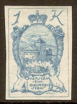 Liechtenstein 1920 1kh Blue. SG27.