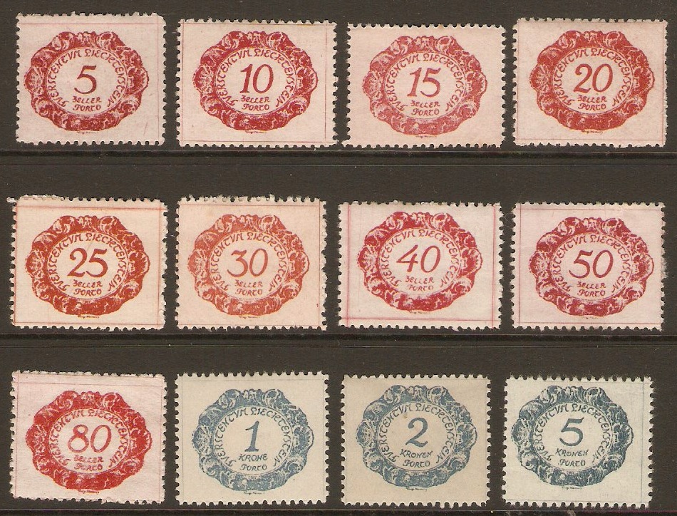 Liechtenstein 1920 Postage Due set. SGD43-SGD54