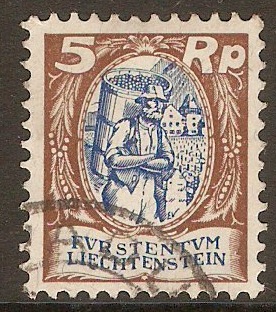 Liechtenstein 1924 5r Blue and brown. SG68.