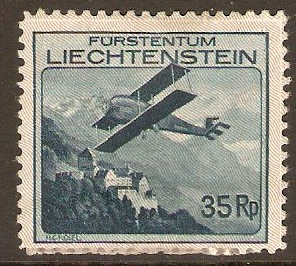 Liechtenstein 1930 35r Blue - Air series. SG113.