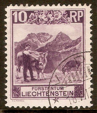 Liechtenstein 1930 10r Deep reddish lilac. SG98B.