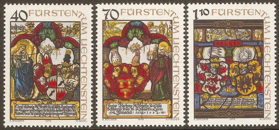Liechtenstein 1979 Heraldic Windows set. SG728-SG730.