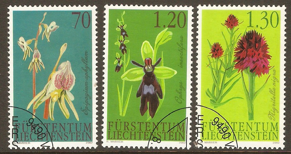 Liechtenstein 2002 Orchids set. SG1279-SG1281.