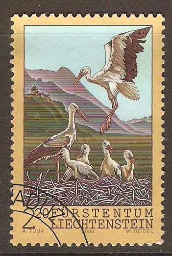 Liechtenstein 2003 2f.20 White Storks Conservation stamp. SG1311