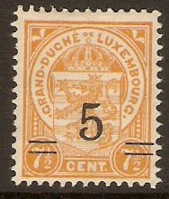Luxembourg 1921 5 on 7c Orange. SG214.
