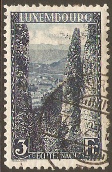 Luxembourg 1923 3f Blue - Eternach view. SG226.