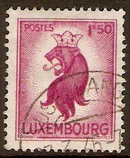 Luxembourg 1945 1f.50 Violet - Lion series. SG473.