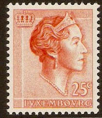 Luxembourg 1960 25c Red-orange. SG673a.