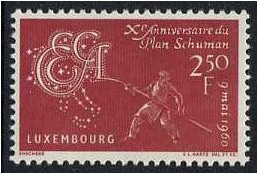 Luxembourg 1960 Schuman Plan Stamp. SG670.