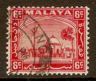 Selangor 1935 6c Scarlet. SG74.