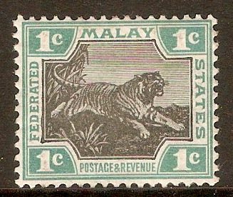 Federated Malay States 1900 1c Black and green. SG15.
