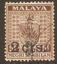 Negri Sembilan 1942 2c on 5c Brown. SGJ267.