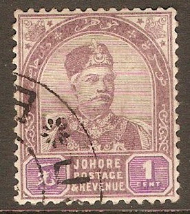 Johore 1891 3c Dull purple and mauve. SG21.