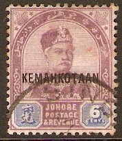 Johore 1896 6c Dull purple and blue. SG37.