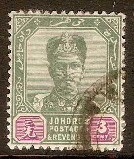 Johore 1896 3c Green and purple. SG41.