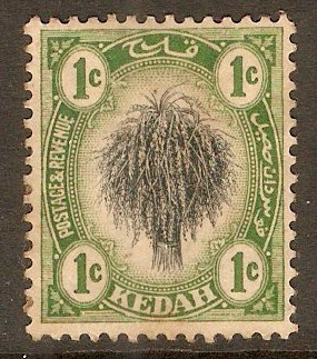 Kedah 1912 1c Black and green. SG1.