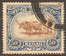 Kedah 1912 50c Brown and blue. SG10.