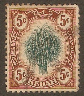 Kedah 1912 5c Green and chestnut. SG4.