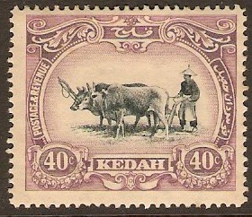 Kedah 1912 40c Black and purple. SG9.