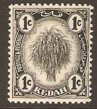 Kedah 1922 1c Black. SG52.