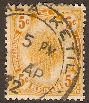 Kedah 1922 5c Yellow. SG55.
