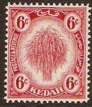 Kedah 1922 6c Carmine. SG56.
