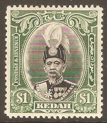Kedah 1937 $1 Black and green. SG66.
