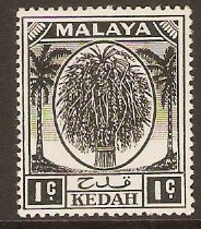 Kedah 1950 1c Black. SG76.
