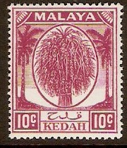 Kedah 1950 10c Magenta. SG82.