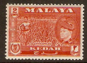 Kedah 1957 2c Orange-red. SG93