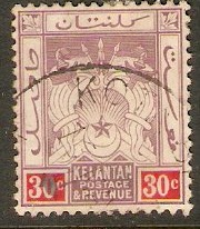 Kelantan 1911 30c Dull purple and red. SG7.