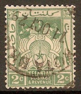 Kelantan 1921 2c Green. SG16a.