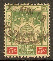 Kelantan 1921 5c Green and red on pale yellow. SG18.