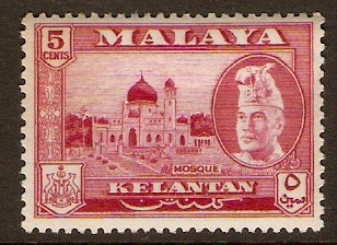 Kelantan 1957 5c Carmine-lake. SG86